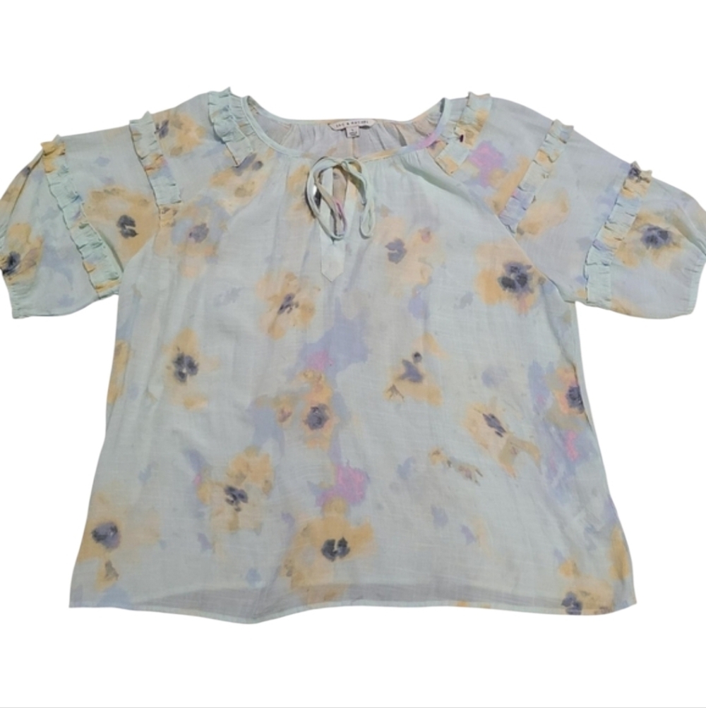Zac & Rachel Shirt Sleeve Peasant Blouse L